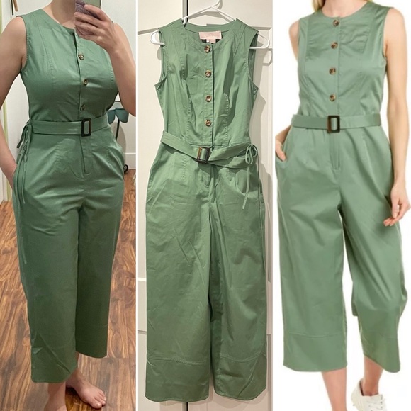 GMG Gal Meets Glam Leonie jumpsuit cotton belt green 2 - Picture 2 of 3